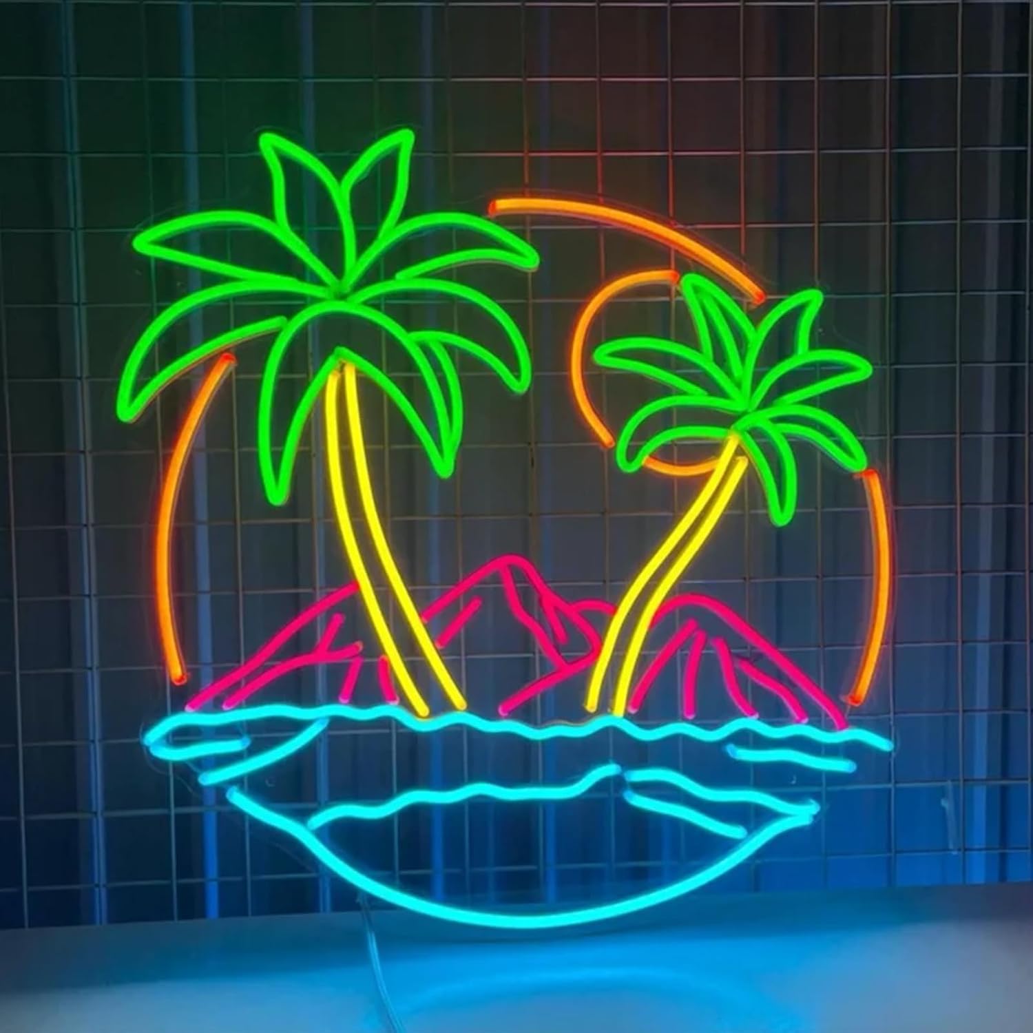 Lighting Decor Rentals - Letreiro Neon LED de Palmeira Tropical,