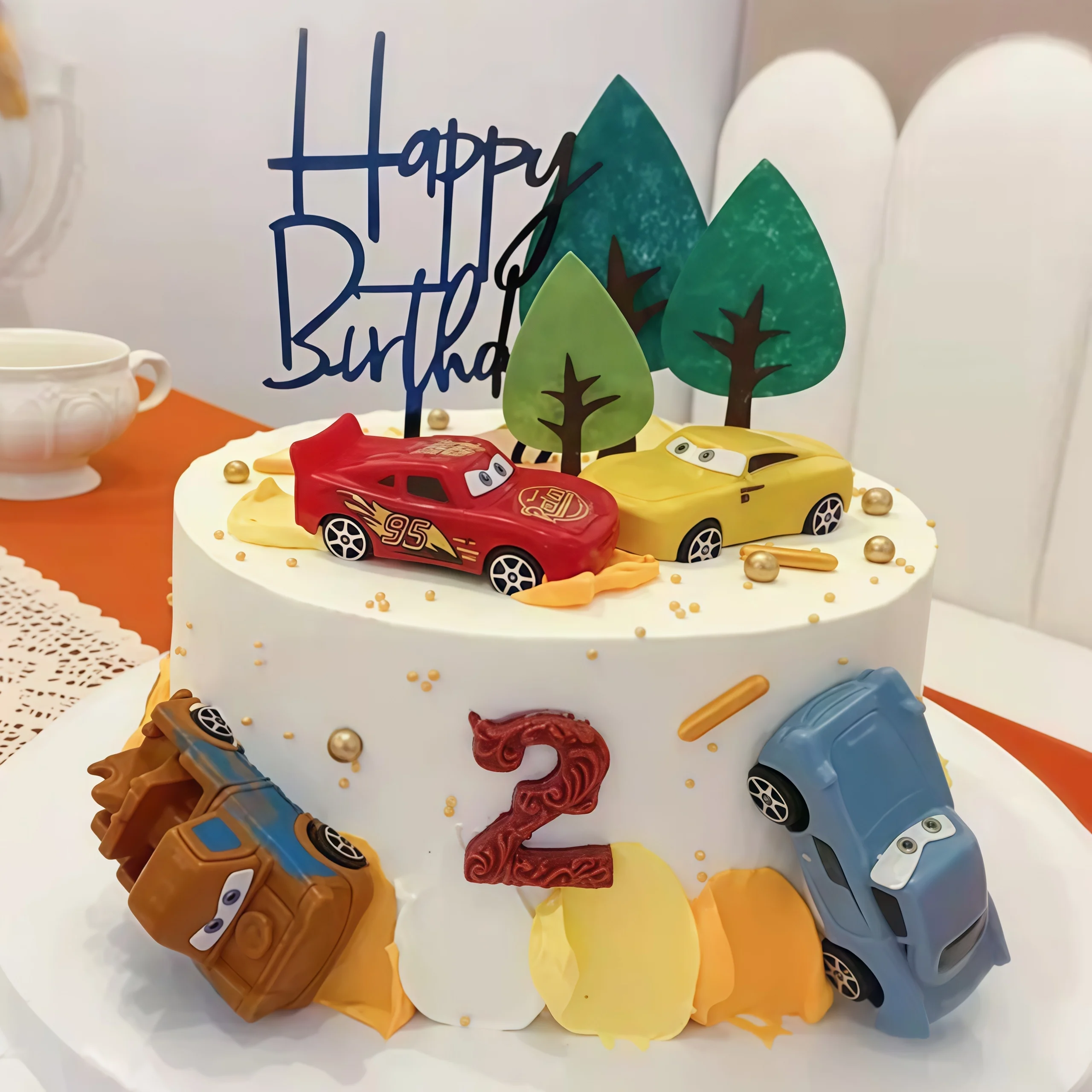 Lighting Mcqueen Birthday Decor - 4 pçs carros relâmpago feliz aniversário