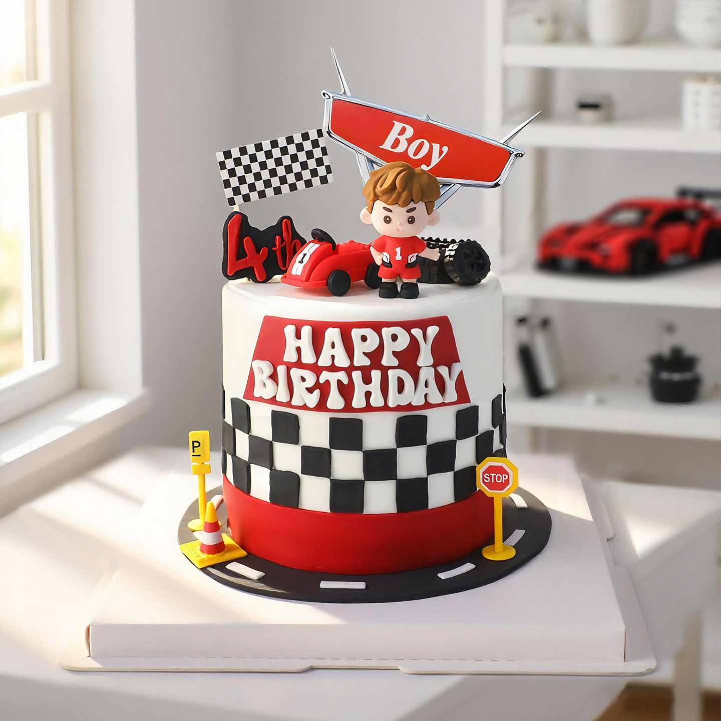 Lighting Mcqueen Birthday Decor - Decoração de bolo de aniversário de