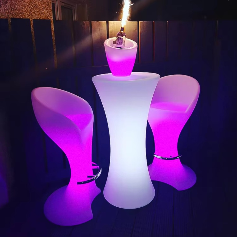 Lighting Decor Rentals - Mesas Altas LED para Eventos, Móveis