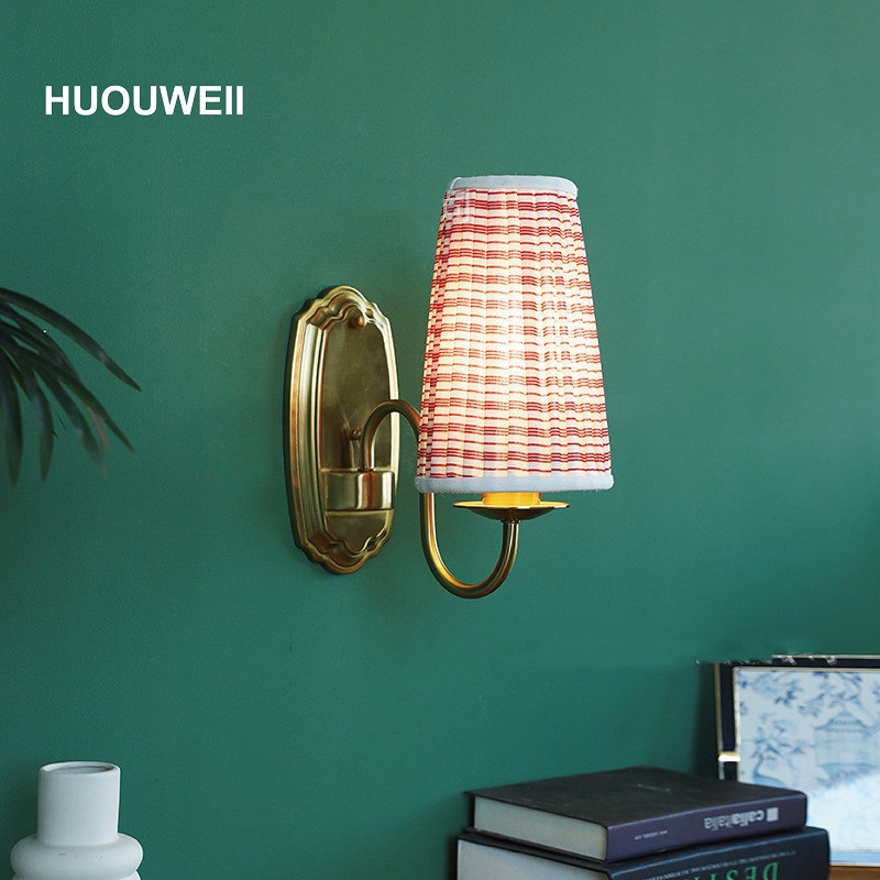 Elements Lighting Decor - Retro tecido lâmpada de parede bronze