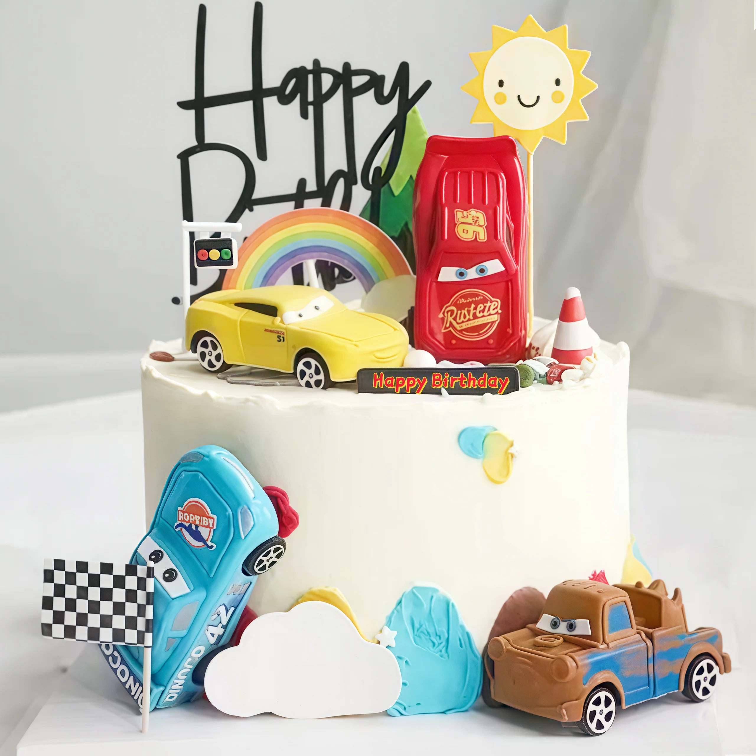 4 pçs carros relâmpago feliz a - Lighting Mcqueen Birthday Decor avaliação e preço