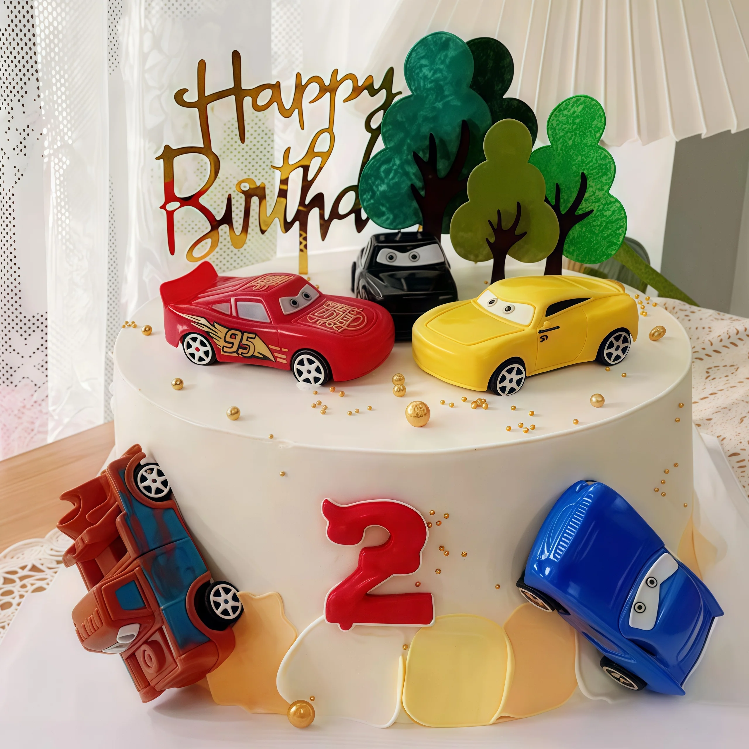 4 pçs carros relâmpago feliz a - Lighting Mcqueen Birthday Decor avaliação e preço
