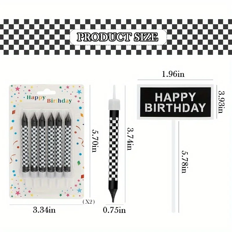 6/12 pçs preto e branco aniver - Lighting Mcqueen Birthday Decor avaliação e preço