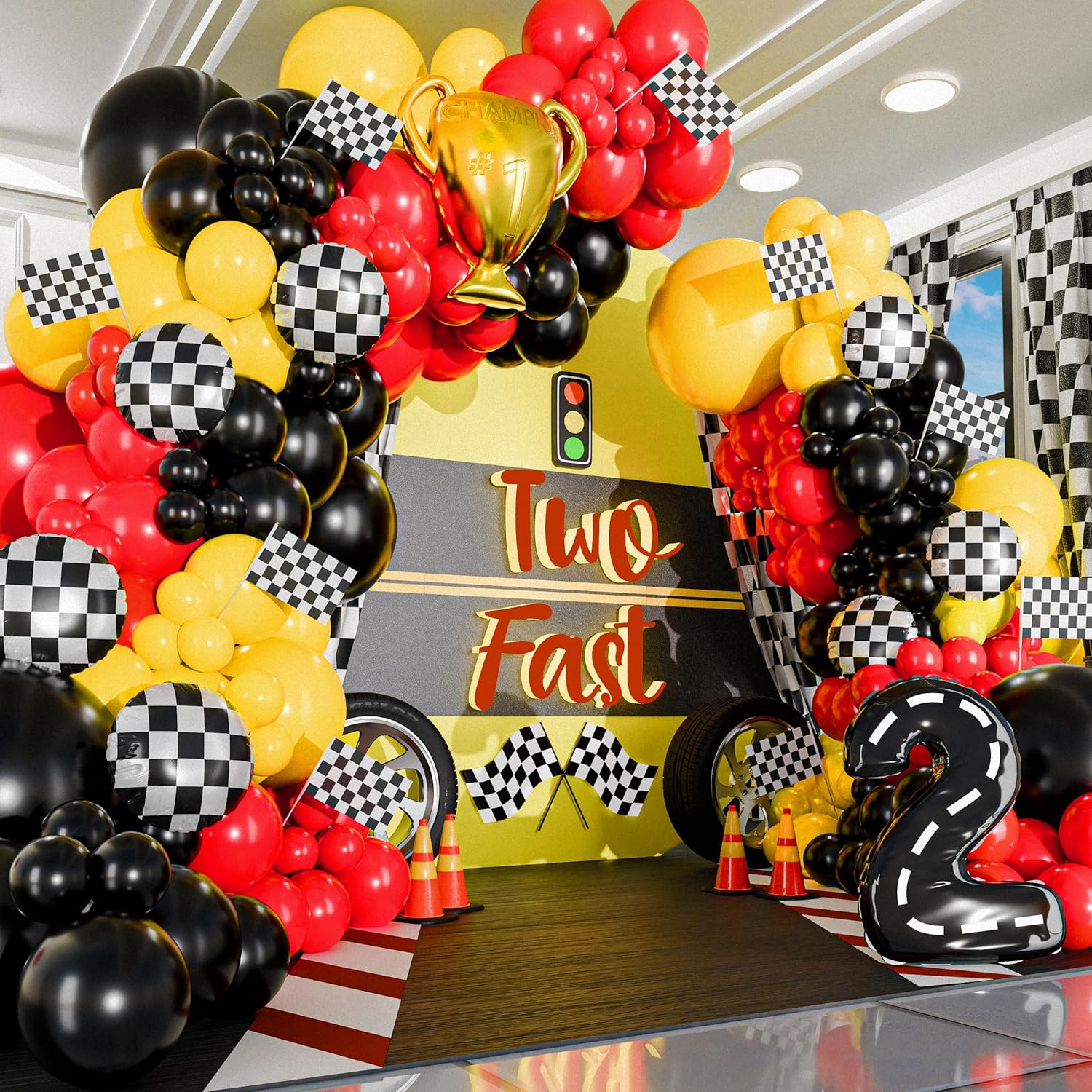 98 peças amarelo e preto tudo- - Lighting Mcqueen Birthday Decor avaliação e preço
