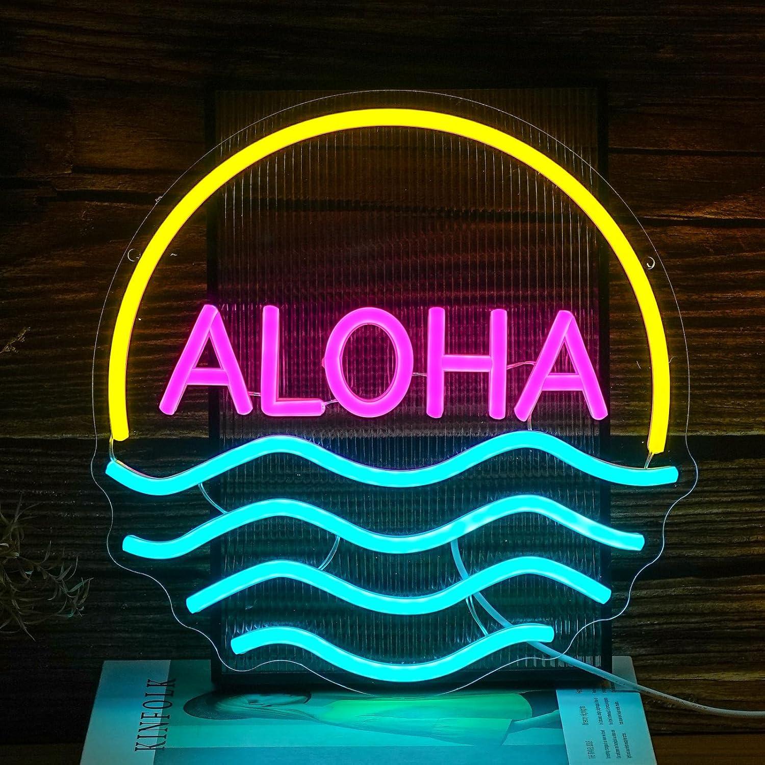 Letreiro Neon Aloha Sunset Wav - Lighting Decor Rentals avaliação e preço