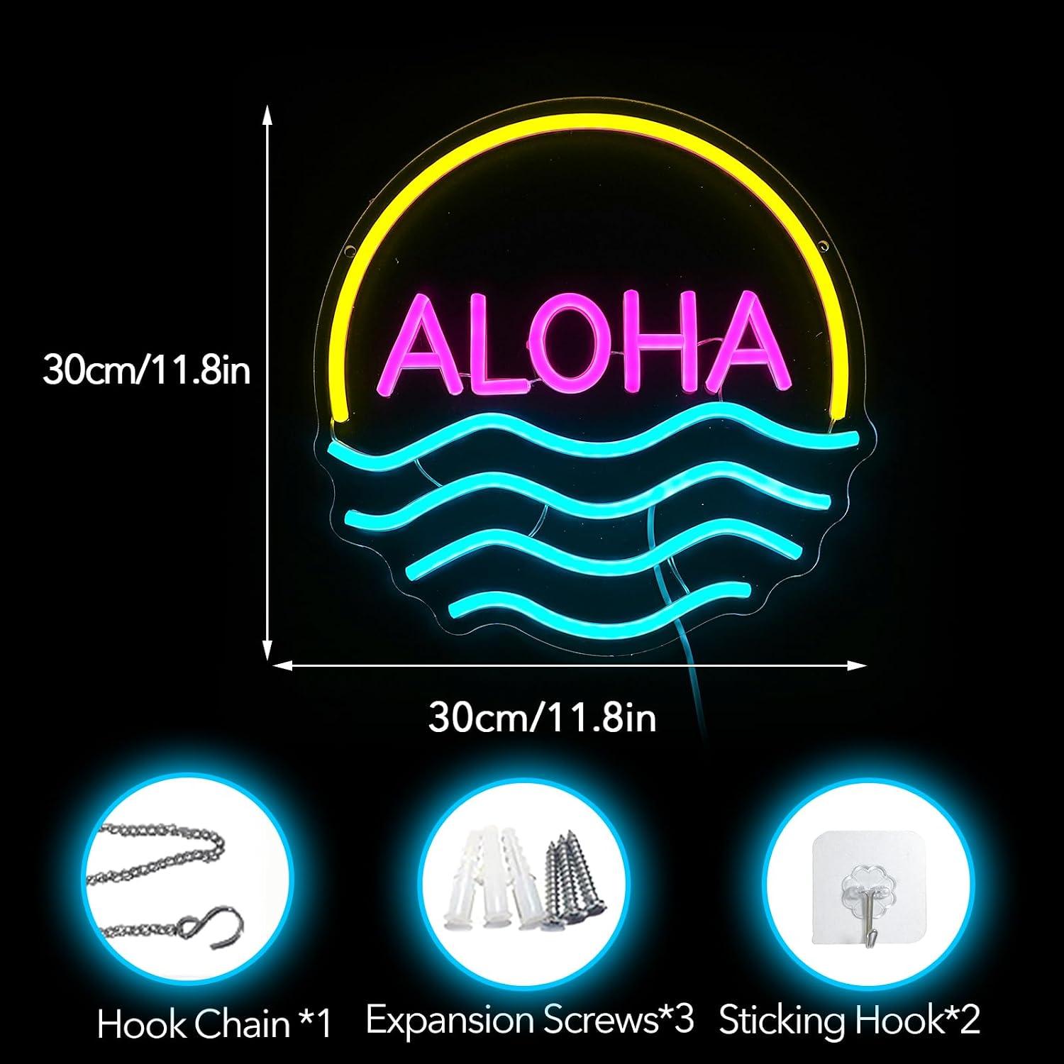 Letreiro Neon Aloha Sunset Wav - Lighting Decor Rentals avaliação e preço