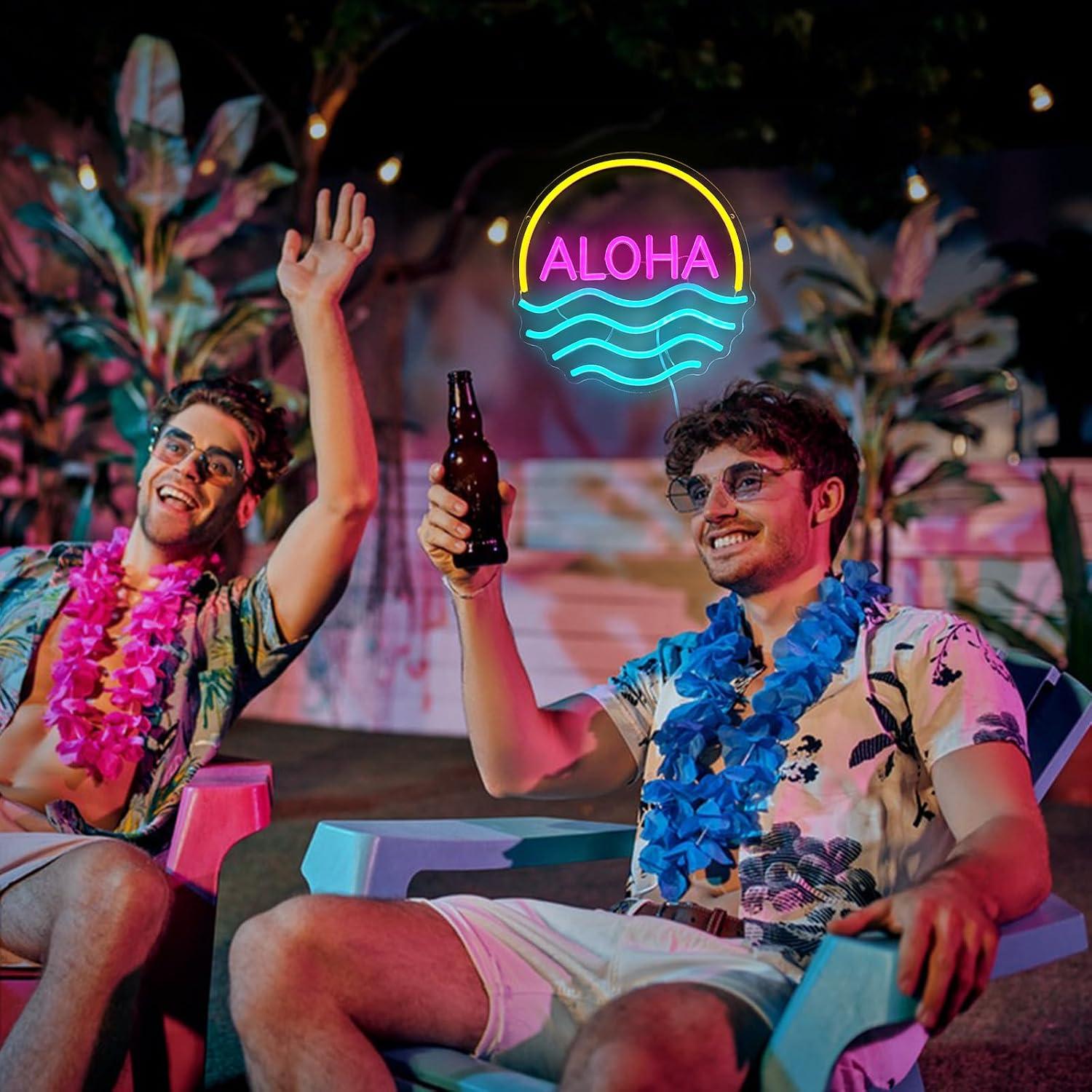 Letreiro Neon Aloha Sunset Wav - Lighting Decor Rentals avaliação e preço