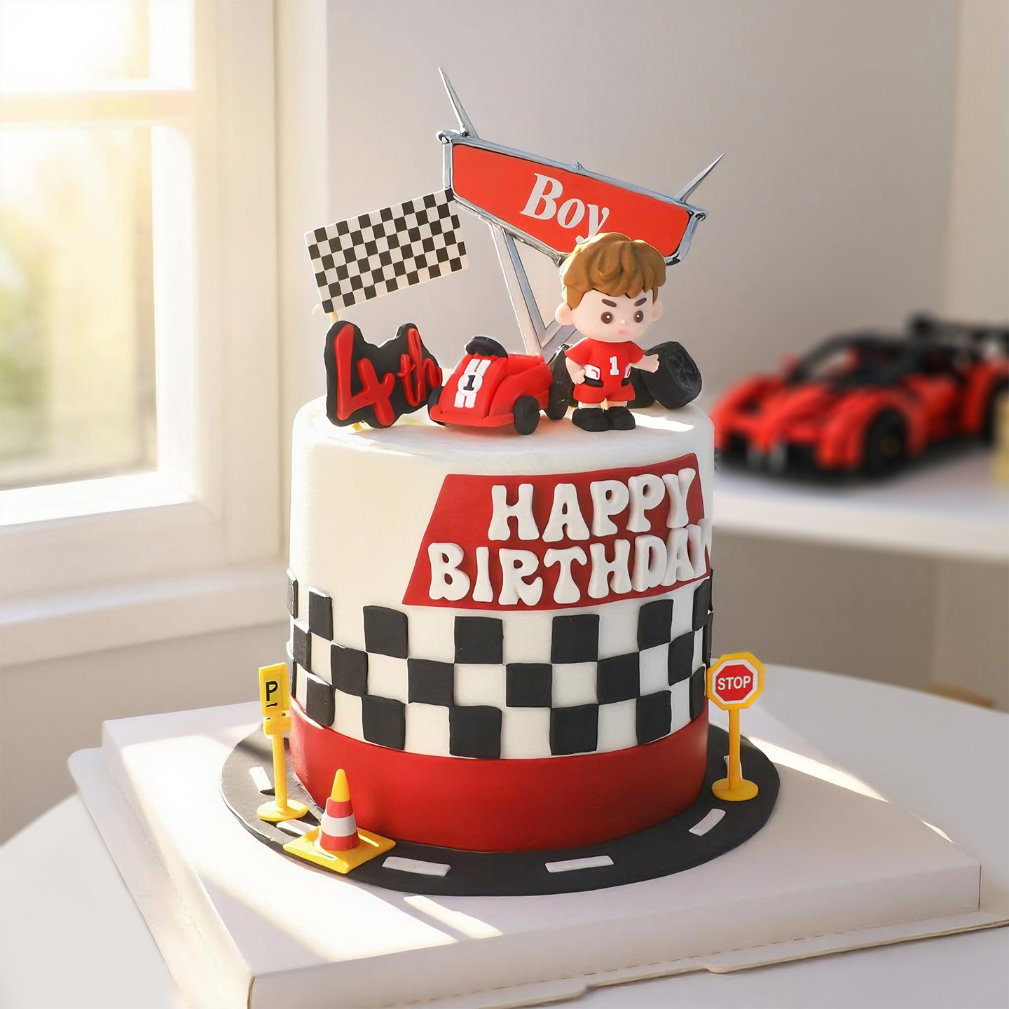 Decoração de bolo de aniversár - Lighting Mcqueen Birthday Decor avaliação e preço