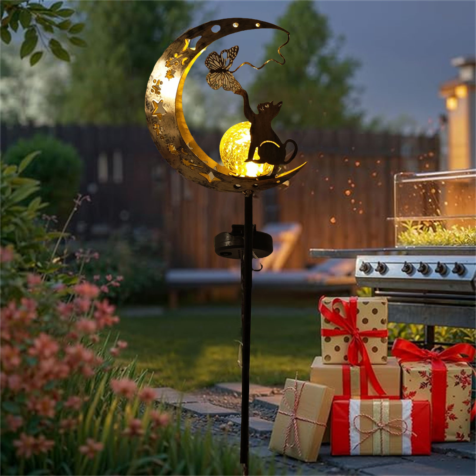1 pc gato lua luz solar elemen - Elements Lighting Decor avaliação e preço
